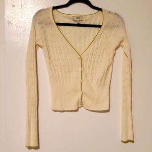 Bottom up cropped cardigan beige/green